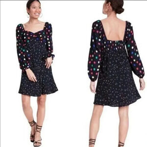 Rixo Polka Dot Long Sleeve Swing Dress Size 6